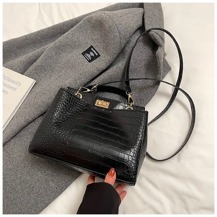 Brown Croc-Textured Shoulder Bag for Women 2026 — feature 31