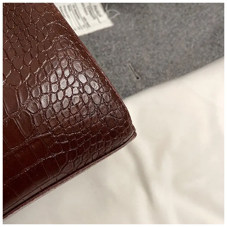Brown Croc-Textured Shoulder Bag for Women 2026 — feature 40