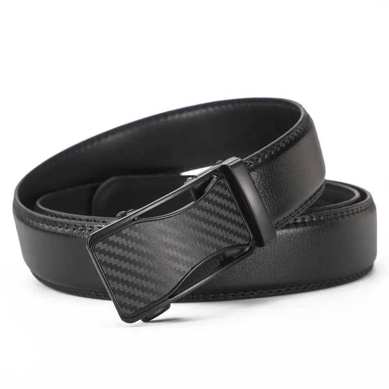 Men's Black Leather Belt with Automatic Buckle 110cm - Image 4