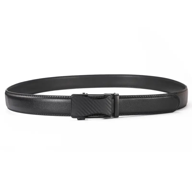 Men's Black Leather Belt with Automatic Buckle 110cm - Image 5