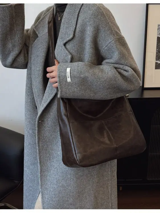 Vintage Brown Leather Crossbody Bag for Women - Image 5