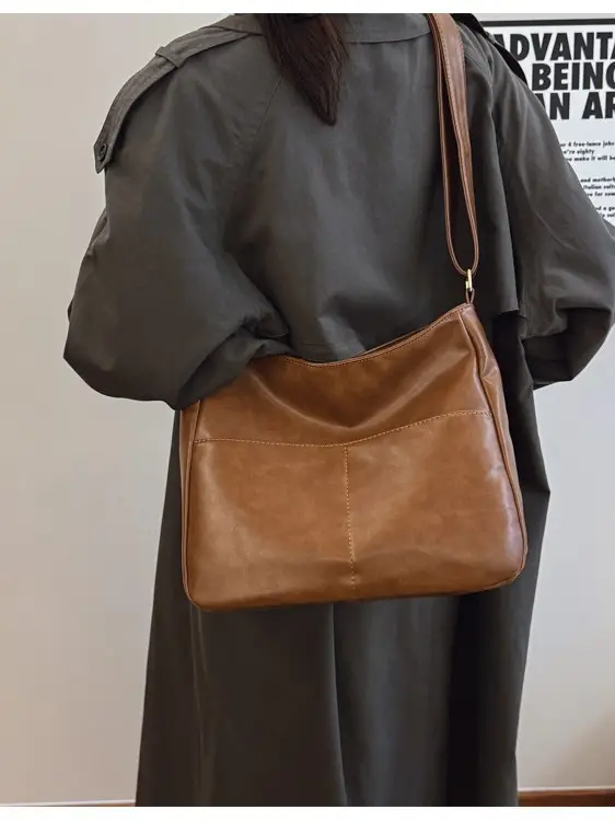 Vintage Brown Leather Crossbody Bag for Women - Image 6