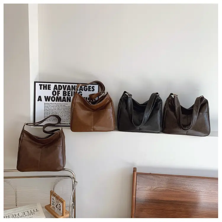 Vintage Brown Leather Crossbody Bag for Women — feature 1