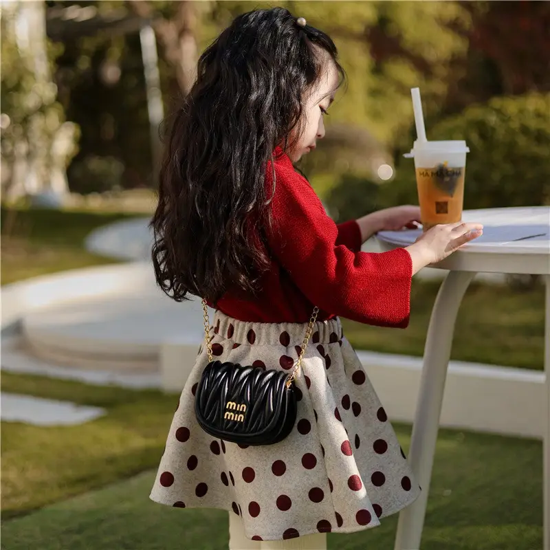 Kids Korean Style Mini Crossbody Bag Red Chain - Image 6