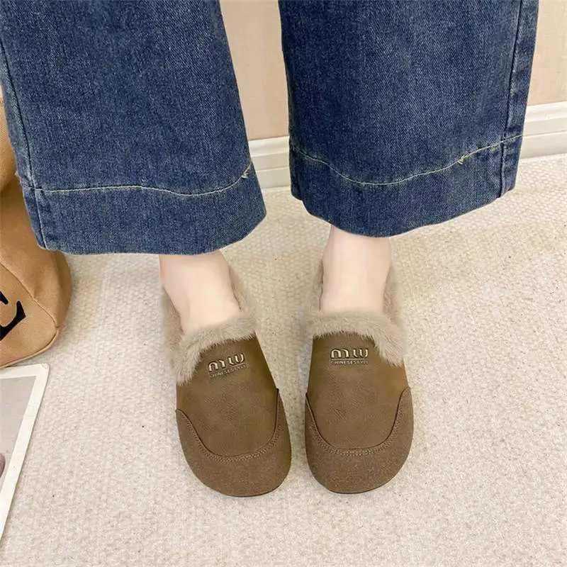 Soft-Soled Furry Birkenstock Shoes for Women, Cotton Shoes for Winter Outerwear, 2025 New Style, Warm, Retro, Fleece-Lined, Slip-On Loafers
