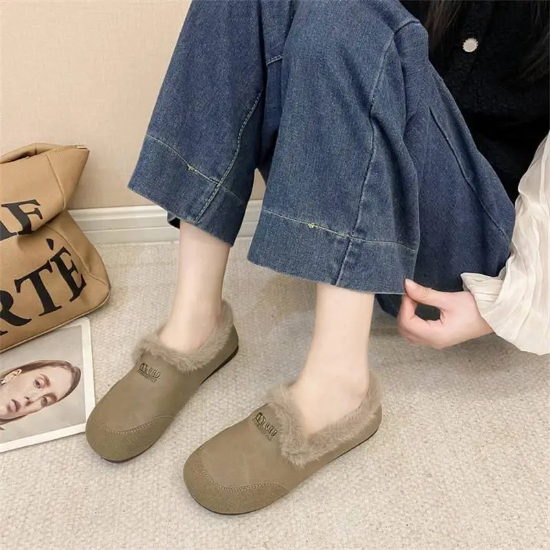 Soft-Soled Furry Birkenstock Shoes for Women, Cotton Shoes for Winter Outerwear, 2025 New Style, Warm, Retro, Fleece-Lined, Slip-On Loafers