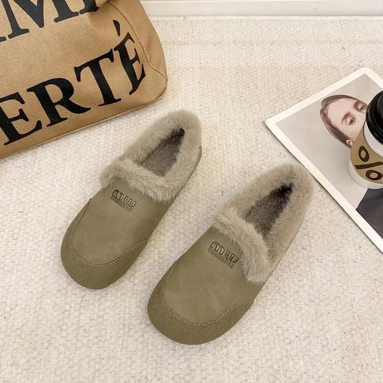 Soft-Soled Furry Birkenstock Shoes for Women, Cotton Shoes for Winter Outerwear, 2025 New Style, Warm, Retro, Fleece-Lined, Slip-On Loafers — feature 2