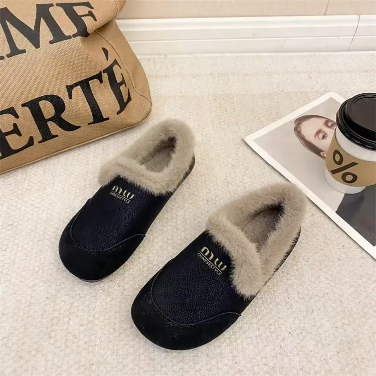 Soft-Soled Furry Birkenstock Shoes for Women, Cotton Shoes for Winter Outerwear, 2025 New Style, Warm, Retro, Fleece-Lined, Slip-On Loafers — feature 3