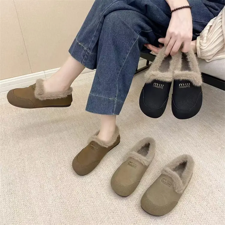 Soft-Soled Furry Birkenstock Shoes for Women, Cotton Shoes for Winter Outerwear, 2025 New Style, Warm, Retro, Fleece-Lined, Slip-On Loafers — feature 6