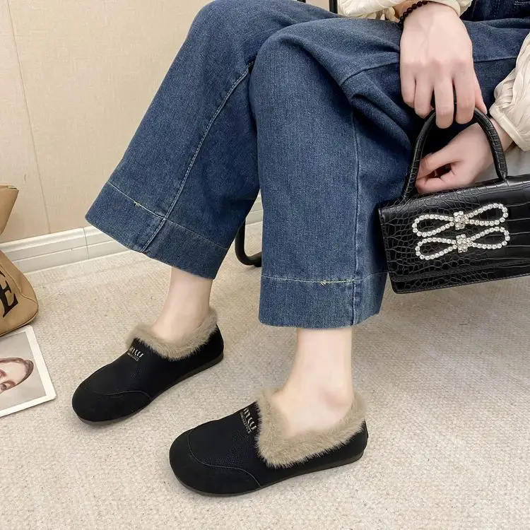 Soft-Soled Furry Birkenstock Shoes for Women, Cotton Shoes for Winter Outerwear, 2025 New Style, Warm, Retro, Fleece-Lined, Slip-On Loafers — feature 7