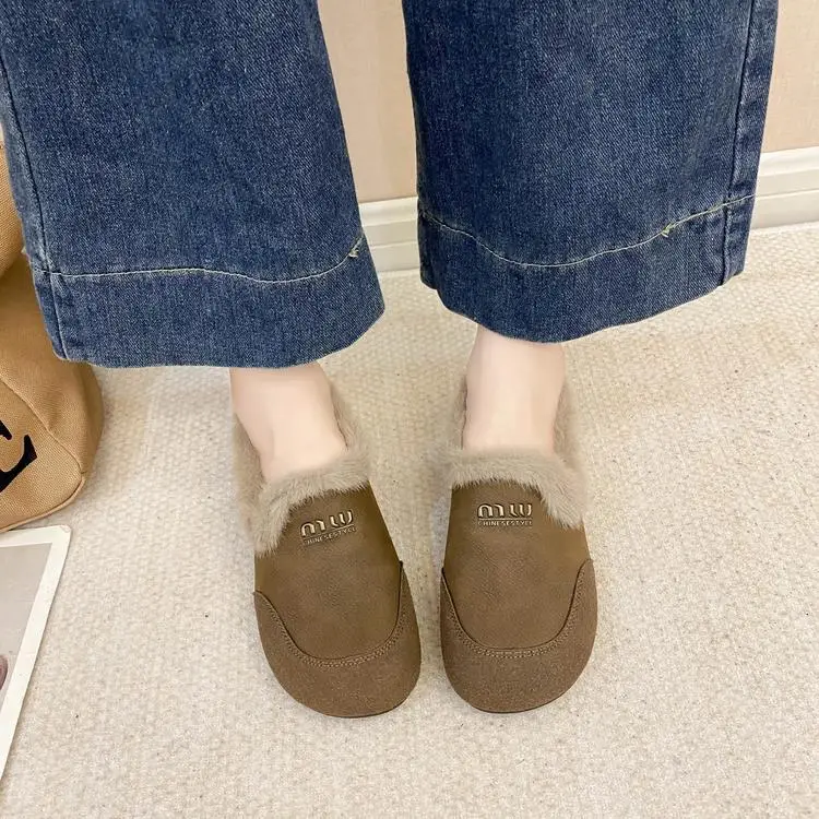 Soft-Soled Furry Birkenstock Shoes for Women, Cotton Shoes for Winter Outerwear, 2025 New Style, Warm, Retro, Fleece-Lined, Slip-On Loafers — feature 8