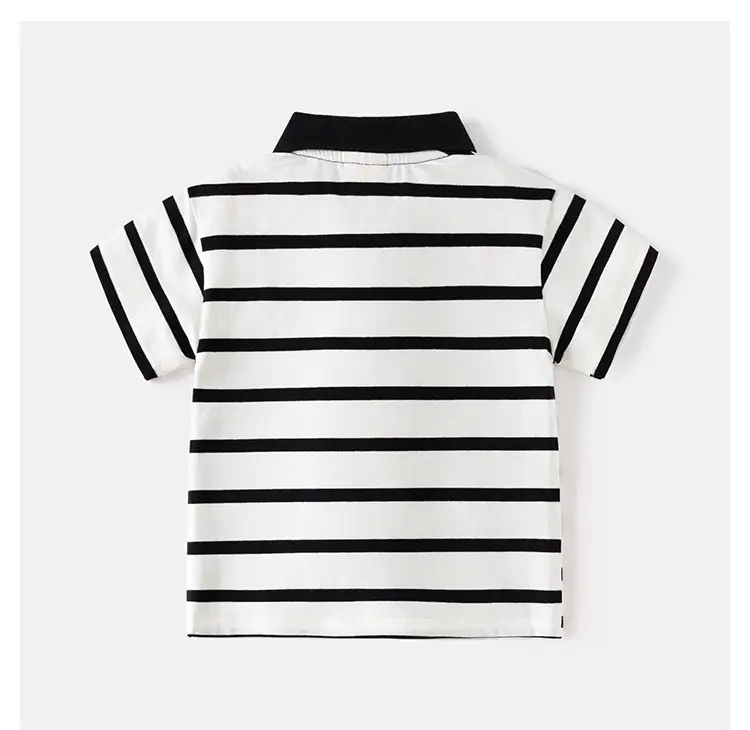 Summer Boys Striped Polo Shirt Blue White Kids Casual Top — feature 11