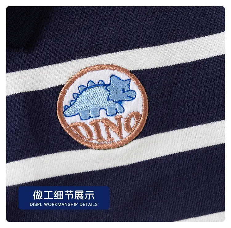 Summer Boys Striped Polo Shirt Blue White Kids Casual Top — feature 14