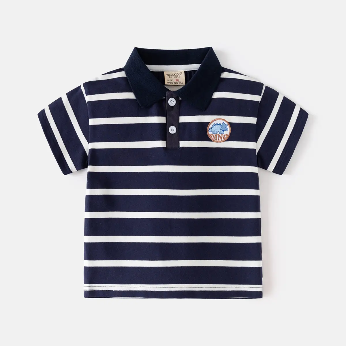 Summer Boys Striped Polo Shirt Blue White Kids Casual Top
