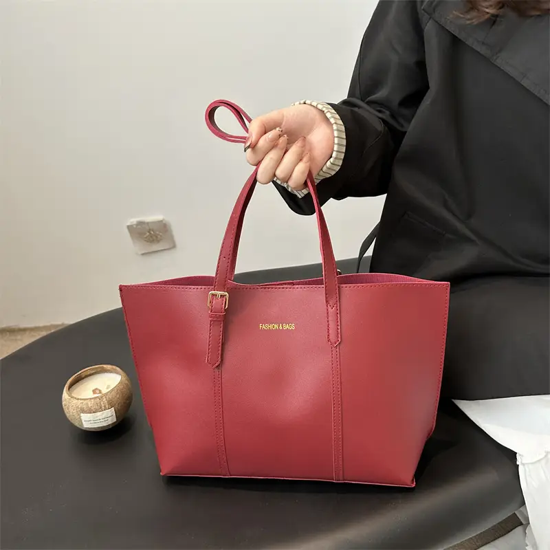 Women's Black Leather Tote Bag Large 2024 Winter Style - Image 8
