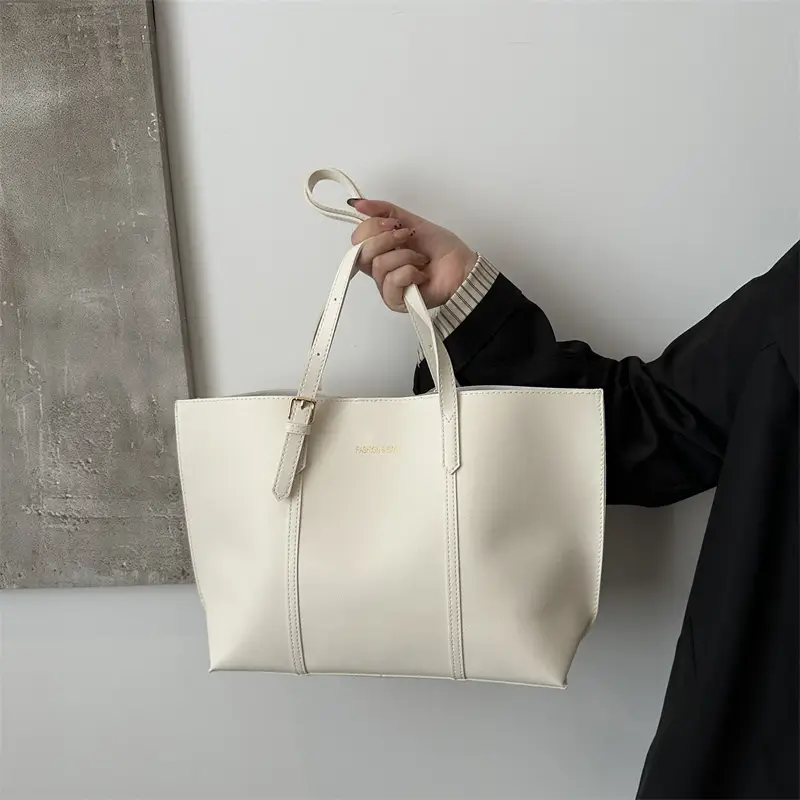 Women's Black Leather Tote Bag Large 2024 Winter Style - Image 9