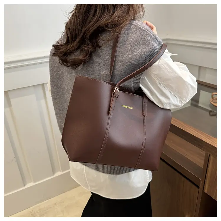 Women's Black Leather Tote Bag Large 2024 Winter Style — feature 16