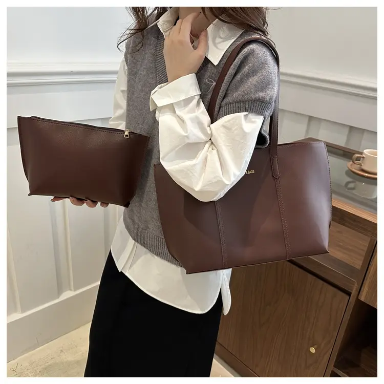 Women's Black Leather Tote Bag Large 2024 Winter Style — feature 17
