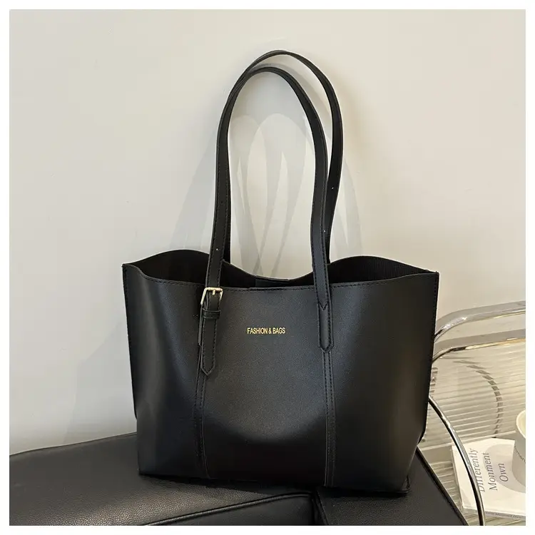 Women's Black Leather Tote Bag Large 2024 Winter Style — feature 21