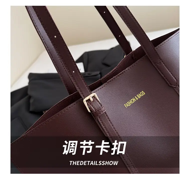 Women's Black Leather Tote Bag Large 2024 Winter Style — feature 3