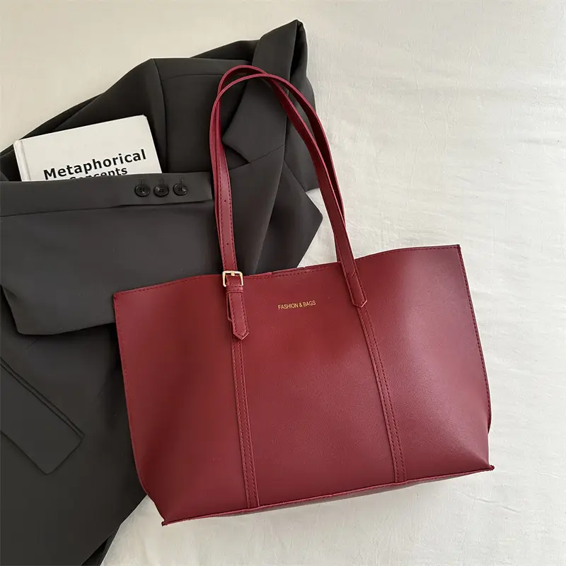 Women's Black Leather Tote Bag Large 2024 Winter Style - Image 5