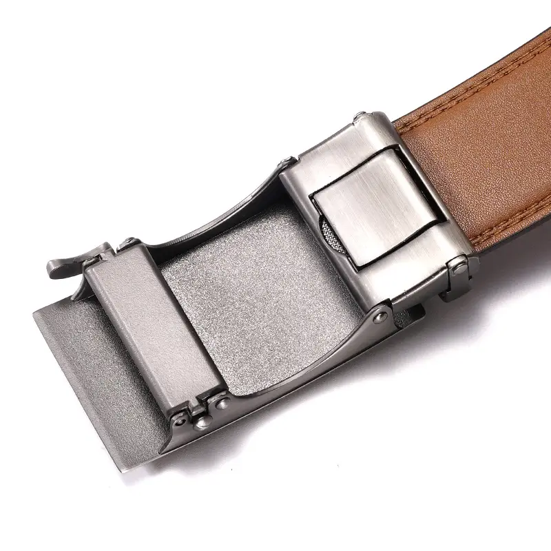 Men's Crossbody Belt Genuine Leather Automatic Buckle Brown
