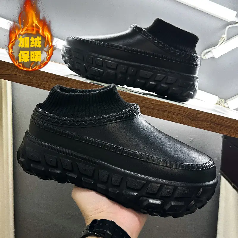 Tire Bottom Couple's Cotton Shoes Winter Increased Thick Bottom Cotton Slippers for Outer Wear Non-slip Waterproof Warm Bag Heel Socks Slippers for Men - Image 6