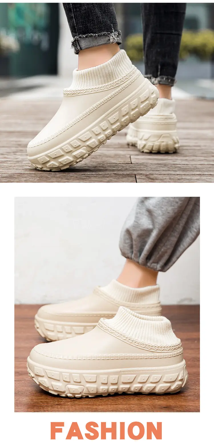 Tire Bottom Couple's Cotton Shoes Winter Increased Thick Bottom Cotton Slippers for Outer Wear Non-slip Waterproof Warm Bag Heel Socks Slippers for Men — feature 11