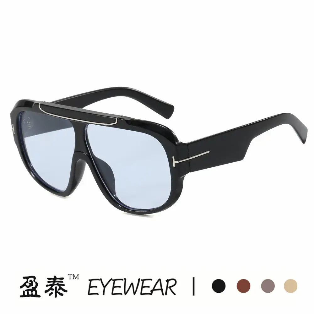 2025 T-Shape Aviator Sunglasses Black Yellow Lens - Image 11