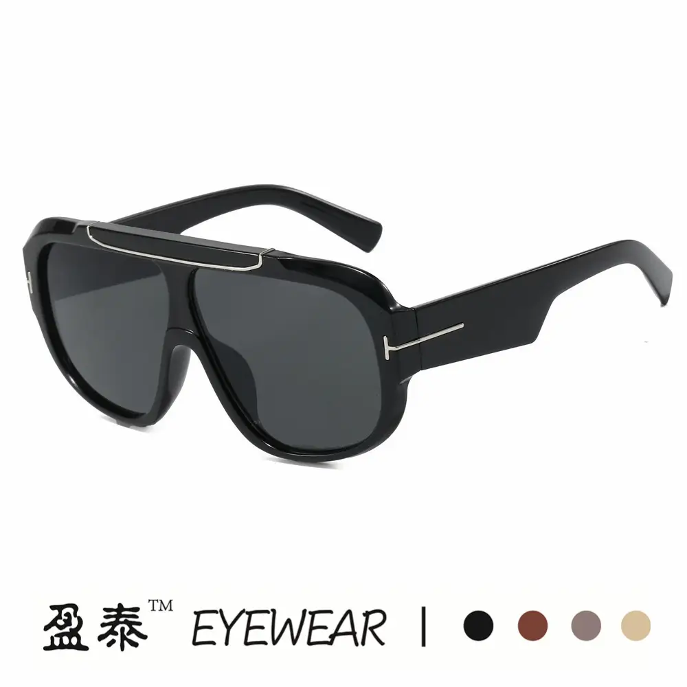 2025 T-Shape Aviator Sunglasses Black Yellow Lens - Image 13
