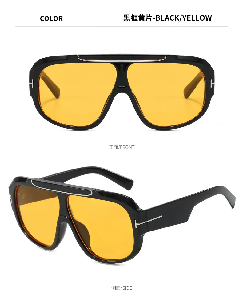 2025 T-Shape Aviator Sunglasses Black Yellow Lens โ feature 17