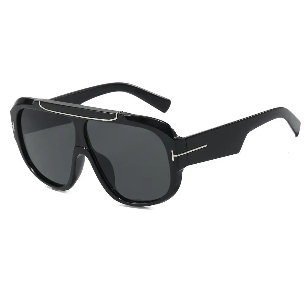 2025 T-Shape Aviator Sunglasses Black Yellow Lens