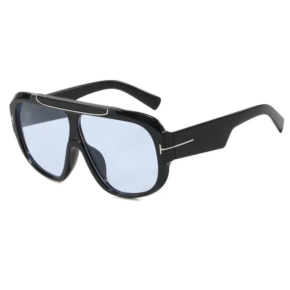 2025 T-Shape Aviator Sunglasses Black Yellow Lens - Image 3