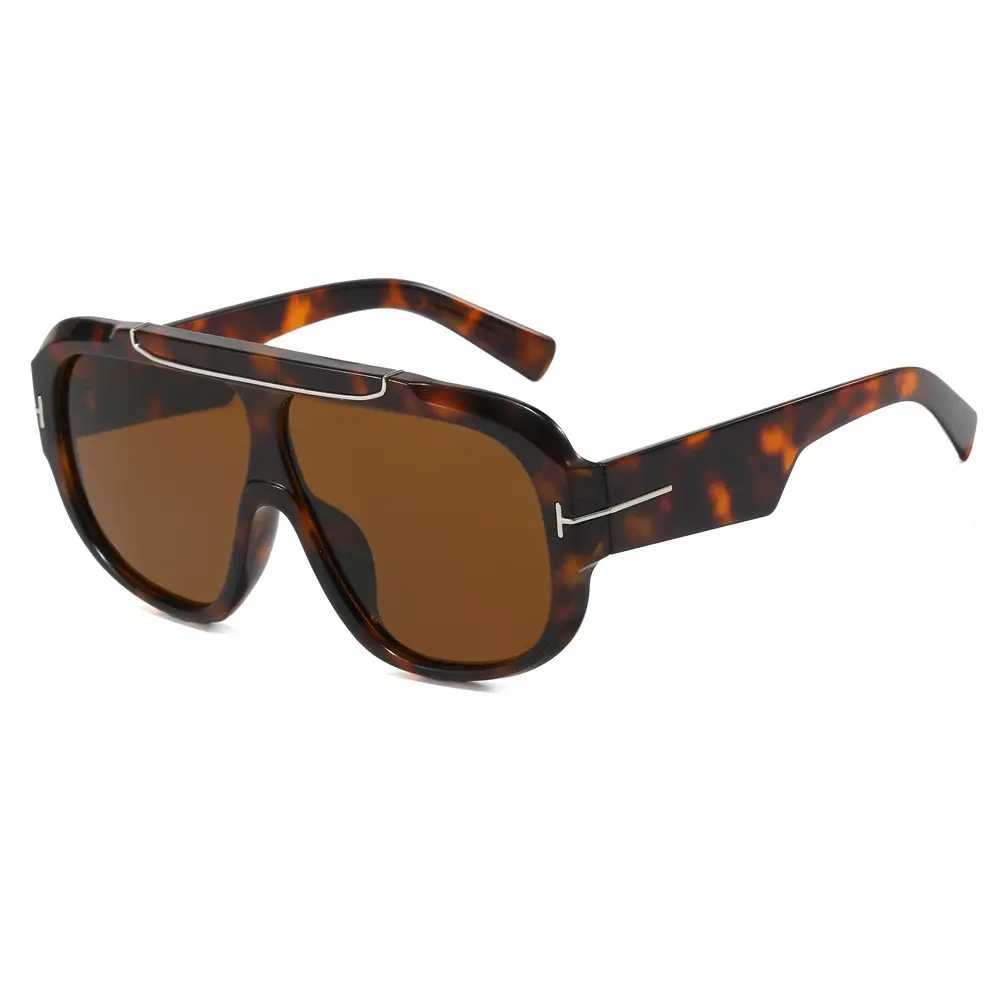 2025 T-Shape Aviator Sunglasses Black Yellow Lens - Image 7