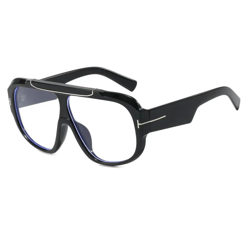 2025 T-Shape Aviator Sunglasses Black Yellow Lens - Image 8