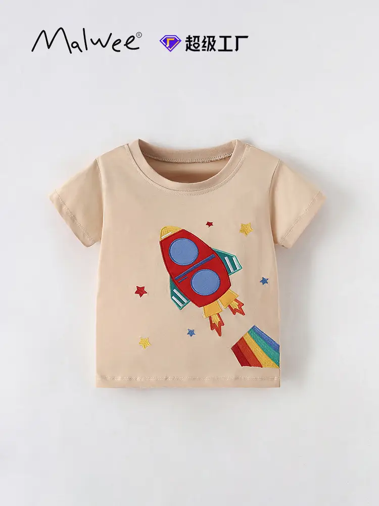 Malwee Boys T-Shirt Red Rocket Print Cotton Summer Casual