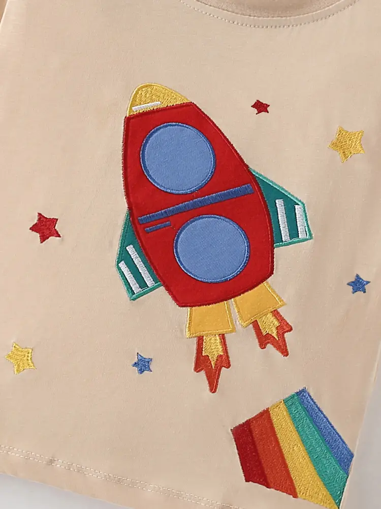 Malwee Boys T-Shirt Red Rocket Print Cotton Summer Casual