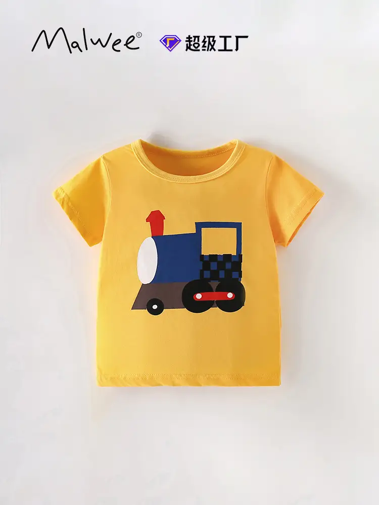 Malwee Kids Yellow Train T-Shirt Casual Summer - Image 2