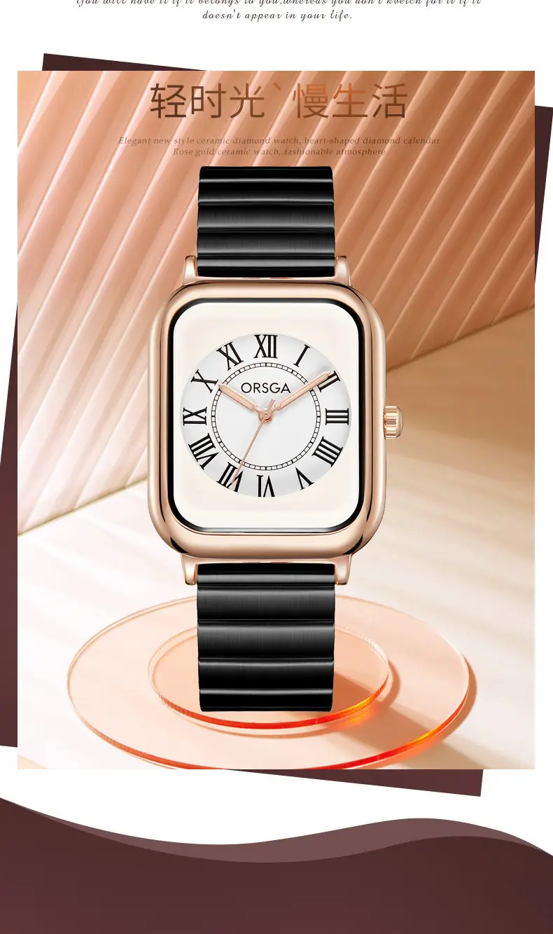 ORSGA Black Square Women's Quartz Watch — feature 7