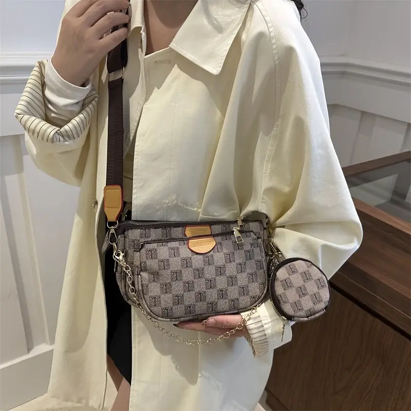 Nakamu Crossbody Bag Plaid Chain Shoulder Bag