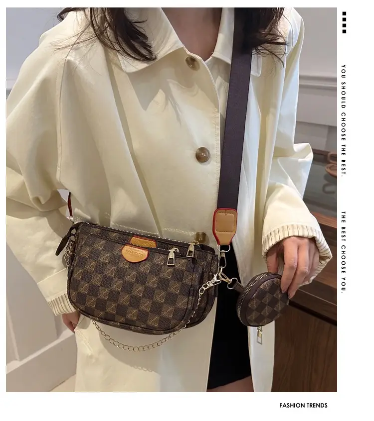 Nakamu Crossbody Bag Plaid Chain Shoulder Bag — feature 1
