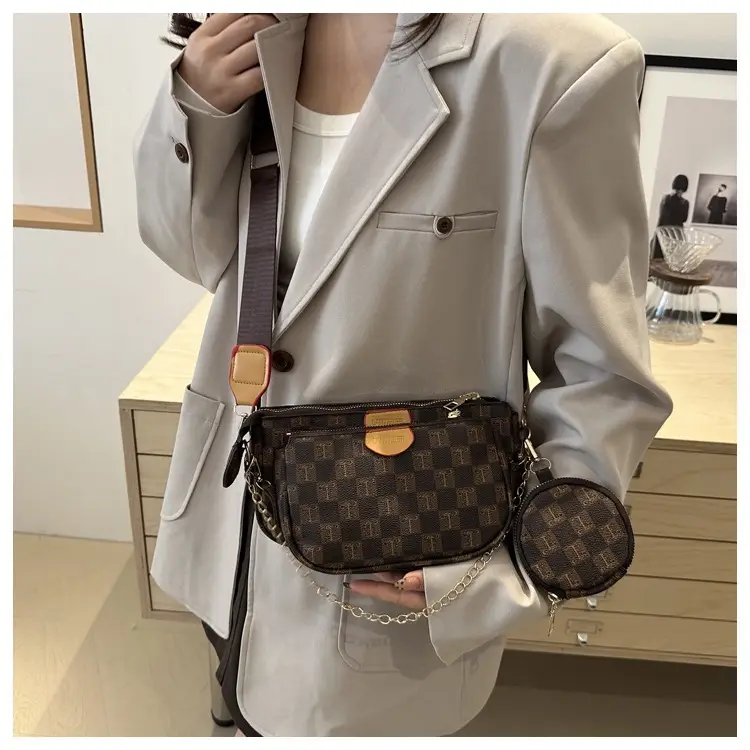 Nakamu Crossbody Bag Plaid Chain Shoulder Bag — feature 24