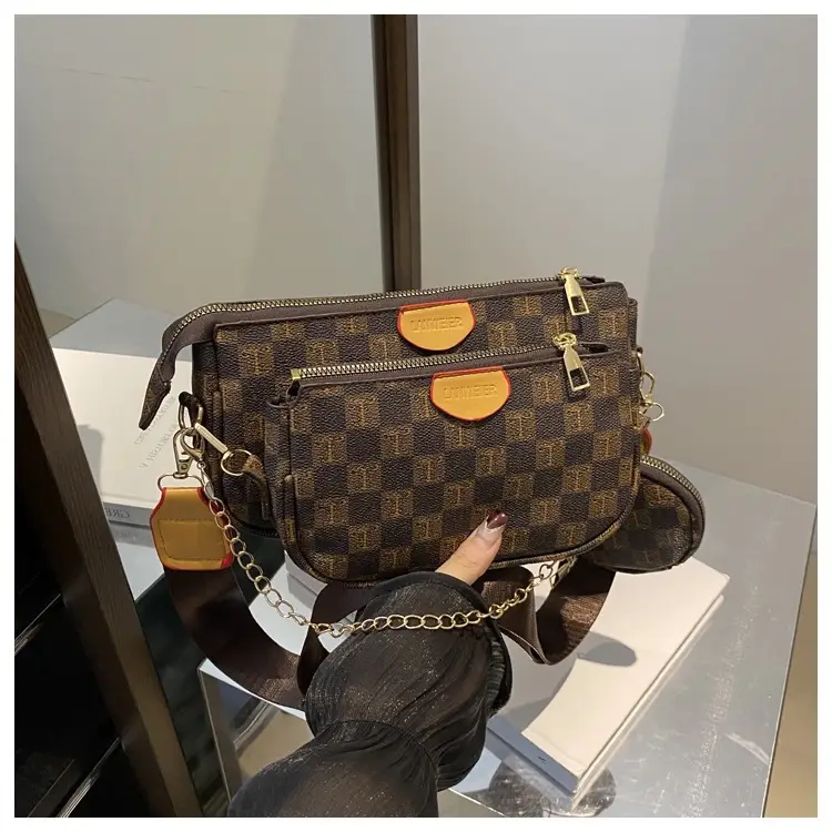 Nakamu Crossbody Bag Plaid Chain Shoulder Bag