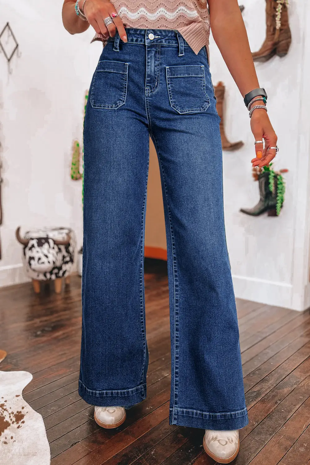 Women High Waist Wide Leg Jeans Light Blue Spring 2025 — feature 12