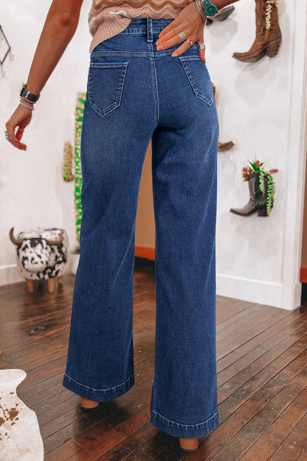 Women High Waist Wide Leg Jeans Light Blue Spring 2025 — feature 14