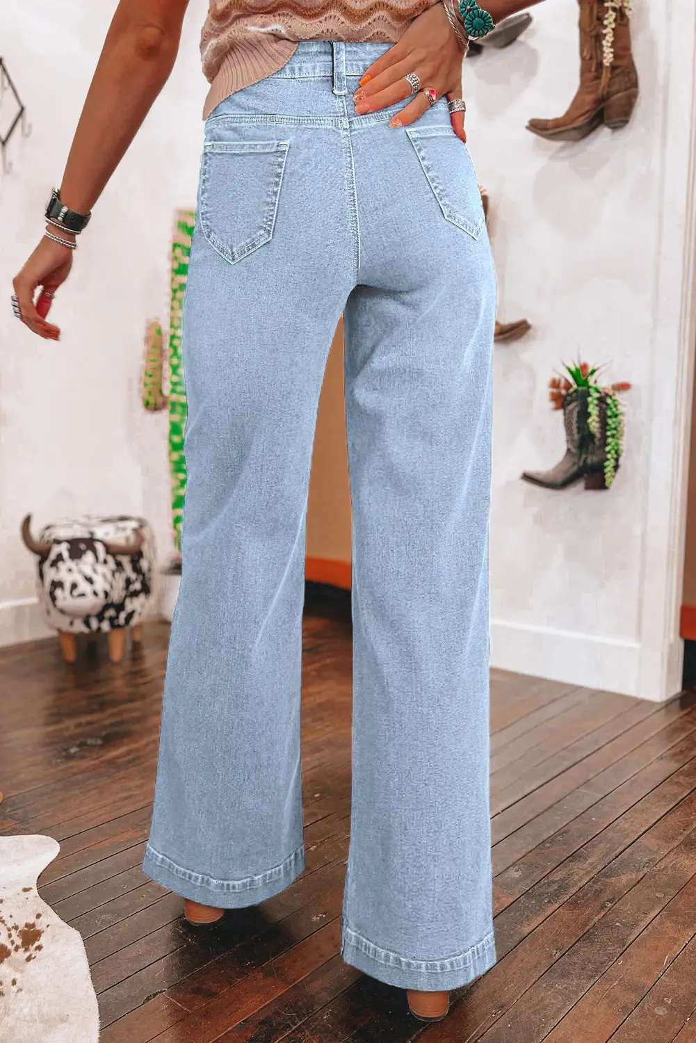 Women High Waist Wide Leg Jeans Light Blue Spring 2025 — feature 20