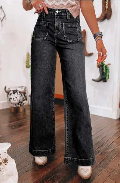 Women High Waist Wide Leg Jeans Light Blue Spring 2025