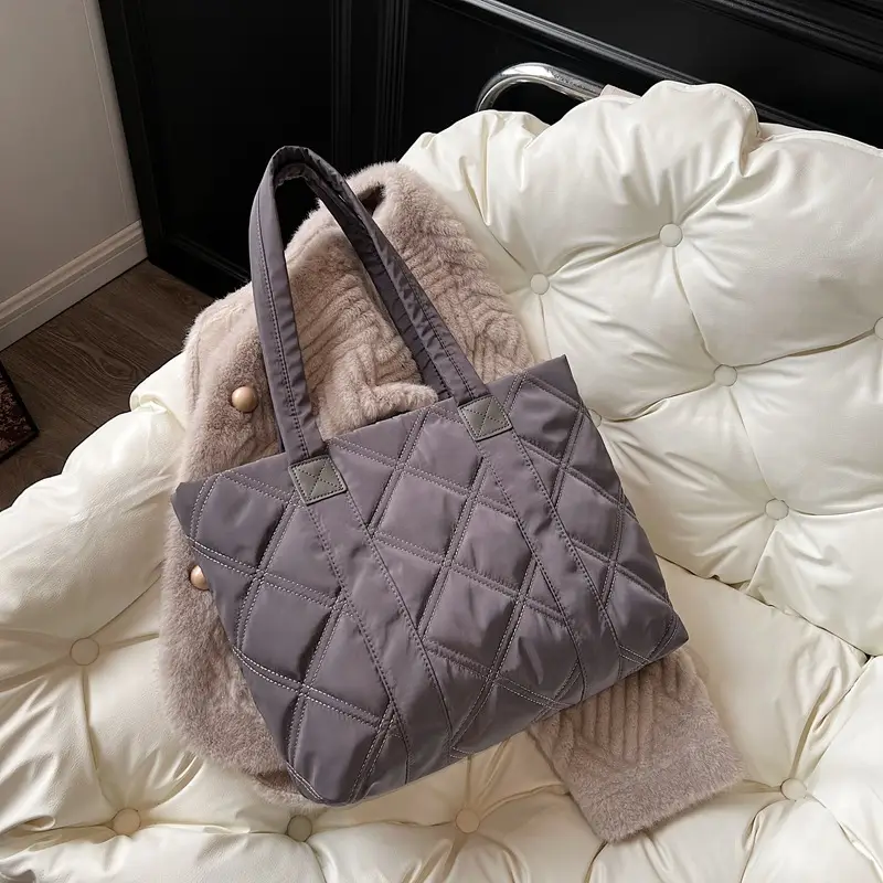 2025 Women's Quilted Nylon Tote Bag Large Capacity - Image 3