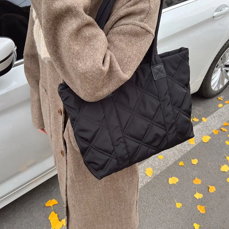 2025 Women's Quilted Nylon Tote Bag Large Capacity - Image 4