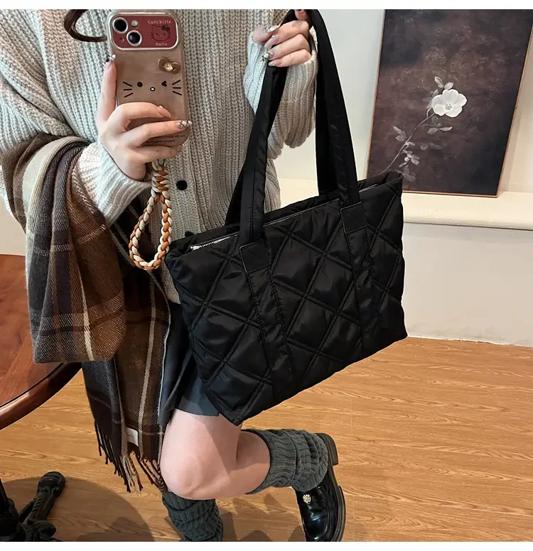 2025 Women's Quilted Nylon Tote Bag Large Capacity — feature 36